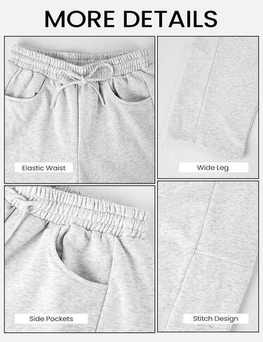 Wyeysyt Women's Barrel Leg Sweatpants Elastic Waistband Drawstring Wide Leg Pants Baggy Cotton Palazzo Pants with Pockets in Saudi Arabia