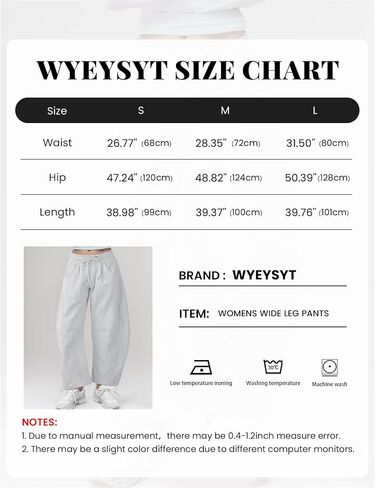 Wyeysyt Women's Barrel Leg Sweatpants Elastic Waistband Drawstring Wide Leg Pants Baggy Cotton Palazzo Pants with Pockets in Saudi Arabia
