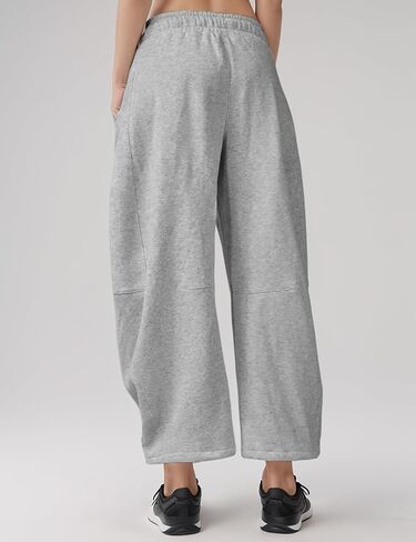 Wyeysyt Women's Barrel Leg Sweatpants Elastic Waistband Drawstring Wide Leg Pants Baggy Cotton Palazzo Pants with Pockets in Kuwait