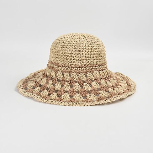 Wide Brim Sun Hats for Women Straw Beach Hat with Bow Crochet Travel Bucket Hat Foldable in Saudi Arabia