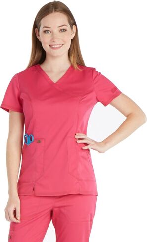 Dickies Essence Women Scrubs Top Mock Wrap مقاس كبير DK804، 5XL، باذنجاني in Saudi Arabia