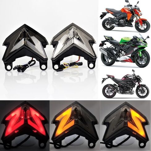 ZX-6R Motorcycle Tail Light, LED Turn Signal Blinker Integrated Compatible with Ninja ZX6R ZX 6R Z800 2013-2016 Z125 Pro 2017-2024 TailLight Turn Signal Brake Lamp (Dark Smoke) in Kuwait