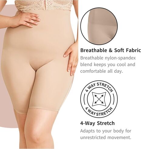 Women's High Waisted Shapewear Tummy Control Shorts - Seamless Body Shaper with Size Up Comfort in Saudi Arabia