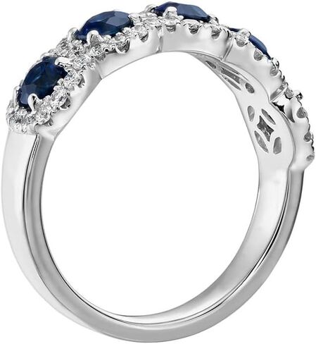 Blue Sapphire White Diamond Half Eternity Wedding Band for Women 5 Stone Round Princess Cut Sapphire Cubic Zirconia Promise Ring Promise Anniversary Rings Engagement Rings for Her size 8 in Saudi Arabia