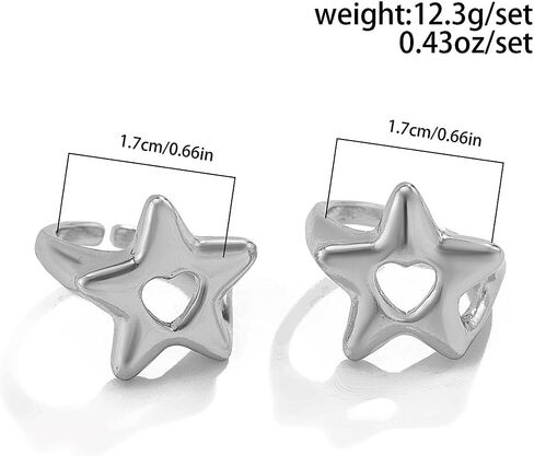 GIGB PBDK Silver Hollowed Star Knuckle Joint Rings, Shiny High Polished Stainless Steel Pentagram Lucky Promise Ring, Trendy Punk Hip-Hop Jewelry for Women in Saudi Arabia