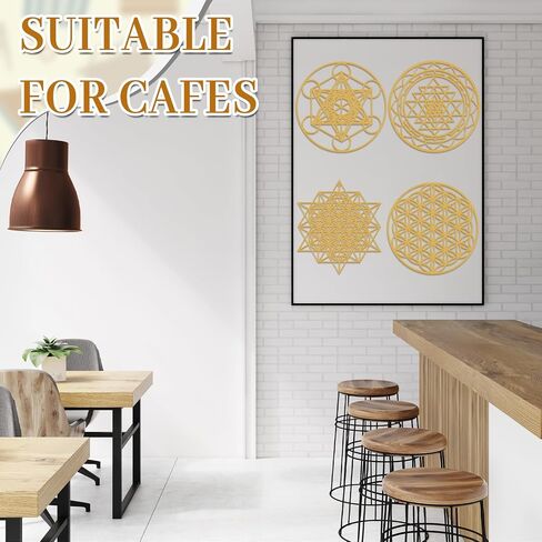Leinuosen 4 PCS 12 Inch Crystal Grid Board Sacred Engetric Wall Art Set Metatron Cube ، Flower of Life ، Sri Yantra ، 64 Star Tetrahedron Pagan Decor Decor in Kuwait