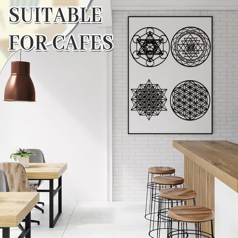 Leinuosen 4 PCS 12 Inch Crystal Grid Board Sacred Engetric Wall Art Set Metatron Cube ، Flower of Life ، Sri Yantra ، 64 Star Tetrahedron Pagan Decor Decor in Kuwait