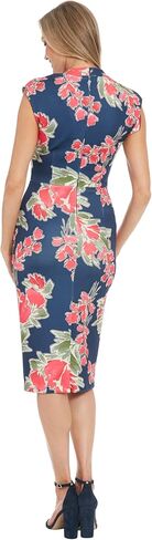 London Times Women's Ext Shoulder V-Neck Cf Ruched Midi Dress in Kuwait