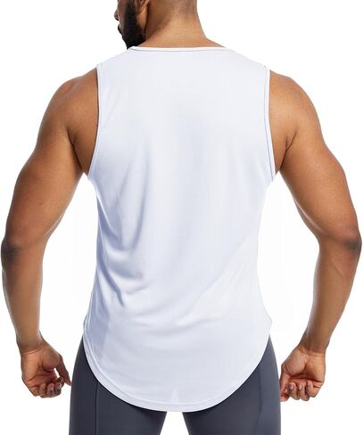Mens Mesh Workout Tank Tops Muscle Sleeveless Fitness Tee Shirts Summer Dry Fit Gym Training T-Shirt Athletic Cloth in Saudi Arabia