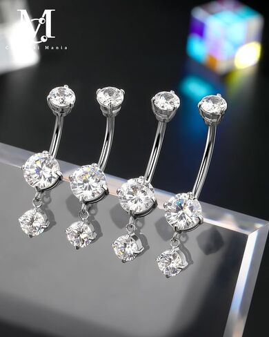 CM Crareesi Mania Belly Button Rings 316L Stainless Steel Dangle Belly Button Piercing Jewelry 14G Belly Rings for Women Round Dangle Navel Ring in Saudi Arabia