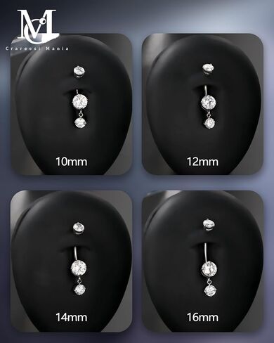 CM Crareesi Mania Belly Button Rings 316L Stainless Steel Dangle Belly Button Piercing Jewelry 14G Belly Rings for Women Round Dangle Navel Ring in Saudi Arabia