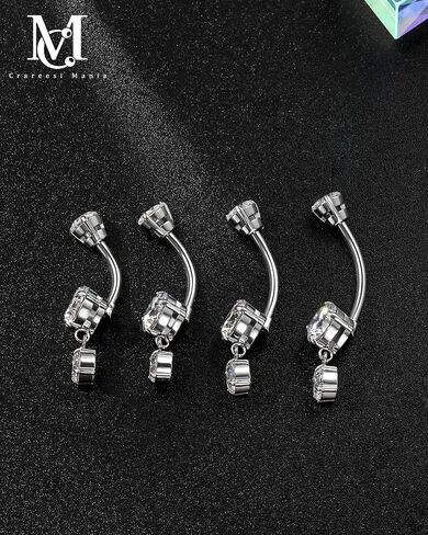 CM Crareesi Mania Belly Button Rings 316L Stainless Steel Dangle Belly Button Piercing Jewelry 14G Belly Rings for Women Round Dangle Navel Ring in Saudi Arabia