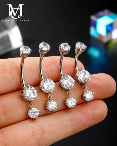 CM Crareesi Mania Belly Button Rings 316L Stainless Steel Dangle Belly Button Piercing Jewelry 14G Belly Rings for Women Round Dangle Navel Ring in Saudi Arabia