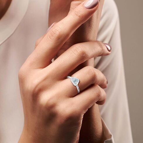 Cloud Shape Natural Gemstone Stackable Ring for Women in Sterling Silver, Birthstone Jewelry Gifts for Her Birthday, Anniversary, Christmas (Bezel-Set) in Saudi Arabia
