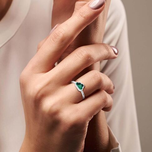Cloud Shape Natural Gemstone Stackable Ring for Women in Sterling Silver, Birthstone Jewelry Gifts for Her Birthday, Anniversary, Christmas (Bezel-Set) in Saudi Arabia