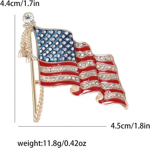Patriotic USA Flag Brooch Pin for Women Fashion Crystal Blue Red Independence Memorial Day Lapel Pin 4th of July Dress Accessories in Saudi Arabia