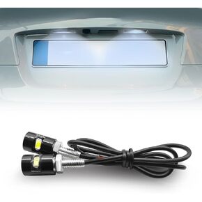 2PCS License Plate Light, Super Bright 12V White LED Bulb License Screw Bolt LED, Waterproof License Plate LED Bulb Black Aluminium Light Holder Universal for Car Motorcycle Truck RV ATV Bike