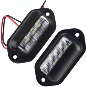 Pack-2 Car License Plate Lamp Light, ABS Led Light Bulb, Waterproof Automobile Tail Light, 6500K Roof Light, Led Bulb Replacement, Universal for Most Cars, Trucks, Vans (Black)