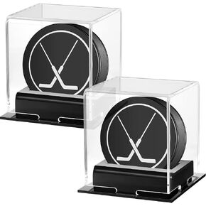 2 Pcs Hockey Puck Display Case Ice Acrylic Hockey Puck Holder for Collection Memorabilia Base Puck Display Decoration in Saudi Arabia