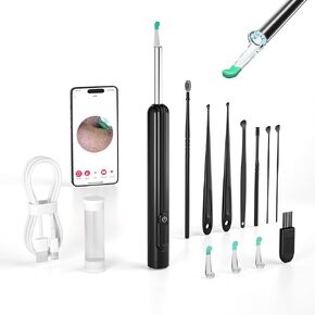 مجموعة إزالة شمع الأذن مع كاميرا 1296 بكسل، أداة إزالة شمع الأذن، مجموعة تنظيف الأذن، منظف الأذن مع كاميرا، منظار الأذن مع ضوء لهواتف iPhone وiPad وهواتف Android (أبيض) in Kuwait