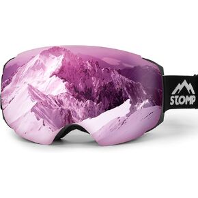 Ski Goggles PRO - Frameless, Interchangeable Lens 100% UV400 Protection Snow Goggles for Men & Women OTG