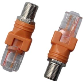 2pcs RF to RJ45 Converter Adapter Coaxial to Ethernet Adapter Coax RF F Female to RJ45 Male Converter Coaxial Barrel Coupler Adapter