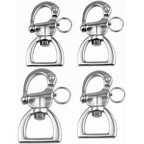 2/4Pcs Stainless Steel 316 Swivel Snap Shackle Quick Connect Shackle, 77x26mm Heavy Duty Snap Hook for Sailboat Spinnaker Halyard