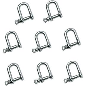 8 PCS M5 Stainless Steel D Shackle 3/16" (5mm) Forged D Shackle with Screw Pin for Paracord Jewelry Marine, Silver Color