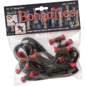 RED & BLACK "Lava" Bongo Ties ~ 10 Pack "Style-D" ~ HANDY TIES FOR CABLES AND OTHER UNRULY ITEMS
