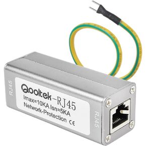 Qooltek ST-NET Ethernet Surge Protector for 10/100/1000 Base-T PoE+ Gigabit Modem Thunder & Lighting Protection ST-RJ45
