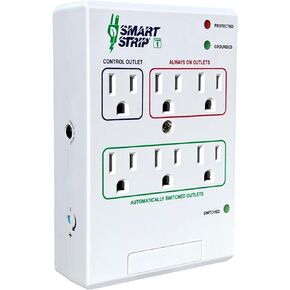6 Outlet Energy Saving Wall Mounted Power Strip and Surge Protector, Automatically Off/On Functions