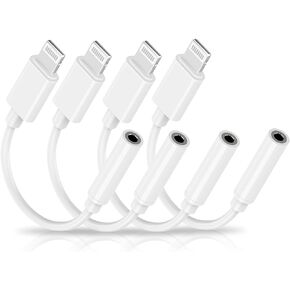 [معتمد من Apple MFi] 4 قطع من محول سماعة الرأس iPhone، esbeecables Lightning إلى 3.5 ملم محول مقبس سماعة الرأس محول سماعات الأذن لـ iPhone 14 13 12 11 XS XR X 8 7 iPad Hi-Fi Sound Music in Kuwait