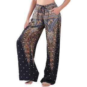 LOFBAZ Harem Pants for Women S-4XL Plus Drawstring Yoga Boho Palazzo PJ Clothing