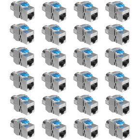 kwmobile Keystone Module Jacks - 24 Piece CAT-8 Shielded Keystone Jack RJ45 Cat 8 Ethernet Module 40 Gbit with Shielded Metal Housing