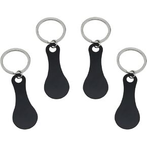 Shopping Trolley Tokens Key Rings Stainless Steel Shopping Trolley Tokens Prtable Aluminum Alloy Key Rings Trolley Unlock Release Keys For Change Or Grocery Cart (Black) -4PCS