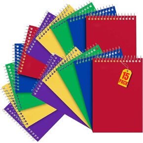 1InTheOffice Wirebound Memo Pads, 4" x 6", College, Assorted, 50 Sheets/Pad, (15 Pads)