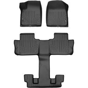 MAXLINER Custom Fit Floor Mats 3 Row Liner Set Black Compatible with 2017-2022 GMC Acadia with 2nd Row Bucket Seats