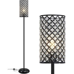 Gold Floor Lamp,Elegant Crystal Floor Lamp Modern Standing Lamp with On/Off Foot Switch,Tall Pole Accent Lighting for Living Room, Girl Bedroom, Dresser, Office