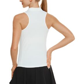 HODOSPORTS Womens Golf Polo Shirt Sleeveless Quick Dry Tennis Shirts Racerback Tank Top with V Collar UPF 50+