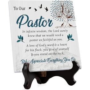 Pastor Appreciation Gifts - Pastor Gifts, Pastor Appreciation Gifts for Men, Thank You Gifts for Pastor, Birthday Gifts for Pastors, Religious Christian Plaque with Wooden Stand Unique Pastor Gifts
