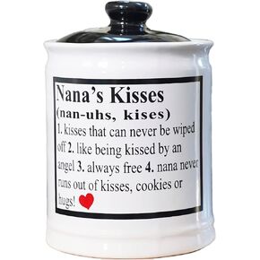 Gifts for Women, Nana's Kisses Adult Piggy Bank, Kitchen Utensils Holder, Coin Bank, Candy Jar, Storage Containers, Nana Gifts, Grandma Gifts