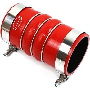 LTI Universal 6" Length 4-Ply Reinforced High Temperature Charge Air Cooler CAC Hose 3.25" ID Straight With T Bolt Clamp (3.25" RED)