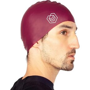 Swimming Cap - Designed for Short and Regular Hair - Unisex - Women’s & Men’s Swim Cap - Silicone (Burgundy)