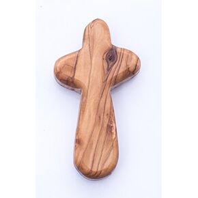 Zuluf Olive Wood Holding Hand Palm Comfort Cross Olivewood | Prayer Comfort Holding Wooden Cross | Best Christian Holyland Gift & Certificate of Authenticity | 10.7cm / 4.2 Inches CRS003