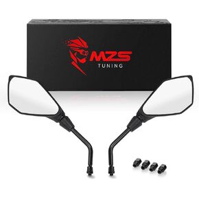 MZS Motorcycle Mirrors | 10MM Rear View Side Mirror 360°Adjustable Handlebar Compatible with Z125 | Z400 | Z650 | Z750 | Z800 | Z900 | Z1000 | KLE300 | KLE650 | KLZ1000