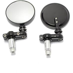 Black Foldable 3" Round 7/8" Handle Bar End Side Mirrors for Harley Davidson Kawasaki Suzuki Yamaha Cruiser Dirt Bike Scooter ATV