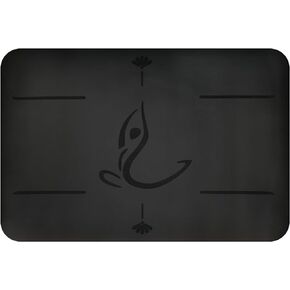 Yoga Mat Fitness & Exercise Mat PU Yoga Knee Pad Cushion Kneeling Pads Support for Knees, Non Slip Exercise Mat for Home Yoga, Pilates, Stretching, Floor & Fitness Workouts, Men and Women, Black, 23.62x15.74x0.17 Inch Black