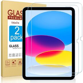 2 Pack Screen Protector for iPad 10th Generation 10.9 Inch Display 2022 (Model A2696/A2757/A2777) Tempered Glass Film Guard High Touch Sensitivity [Face ID & Apple Pencil Compatible]