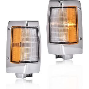 Parking Corner Side Marker Signal Light Lamp Pair Set Compatible with 1990-1997 Nissan D21 Pickup Black Turn Signal Lights B611001G02, B611501G02, NI2551104, NI2550104