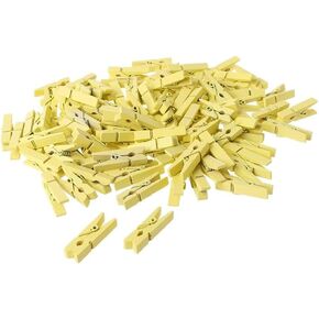 100pcs Mini Natural Wooden Clothes Photo Paper Peg Pin Clothespin Craft Clips School Office Stationery (Blue)